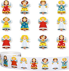 1000 Pcs Christmas Angel Stickers, 8 Designs, Self-Adhesive Decals for Parties
