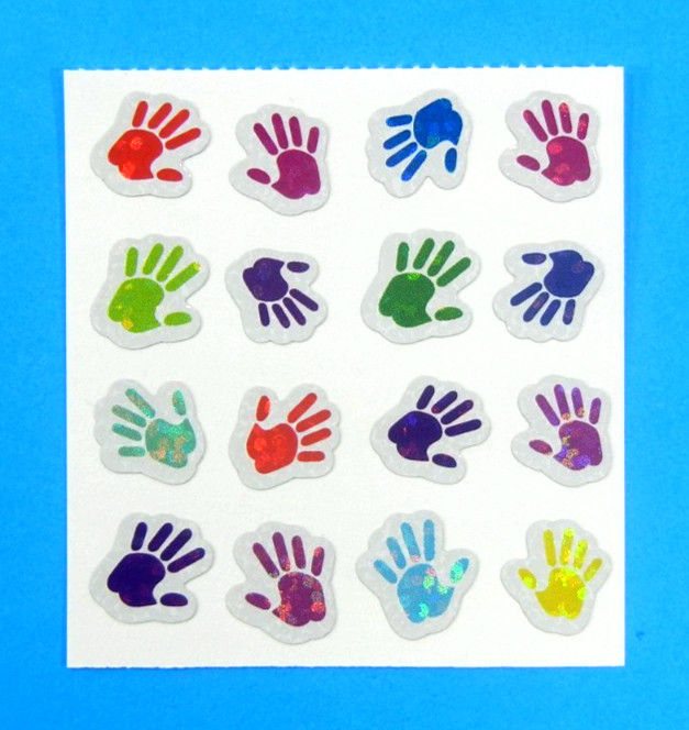 Prismatic Colorful Hand Prints Sandylion Sticker Mod Sheet 2″x 2″