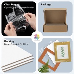 Mat Board Center, Pack of 50, 11×14 for 8×10 Mix Color Mat Kit – Acid Free,