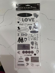 the Paper Studio Stick-A-Bilities Wedding B&W Silver Foil, 30 PC Scrapbooking