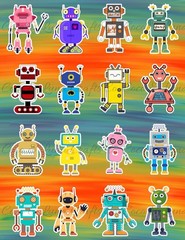 Robot Squad Sticker Set – 16 Piece
