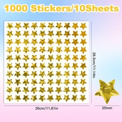 1000 PCS Gold Star Stickers, 1in Holographic Foil Rewards Stickers