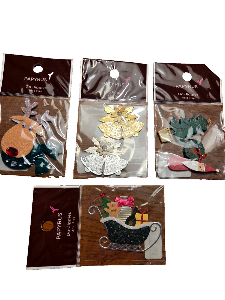BRAND NEW RARE PAPYRUS SCRAPBOOKING EMBELISHMENTS HOLIDAY THEMED 4 PACKS
