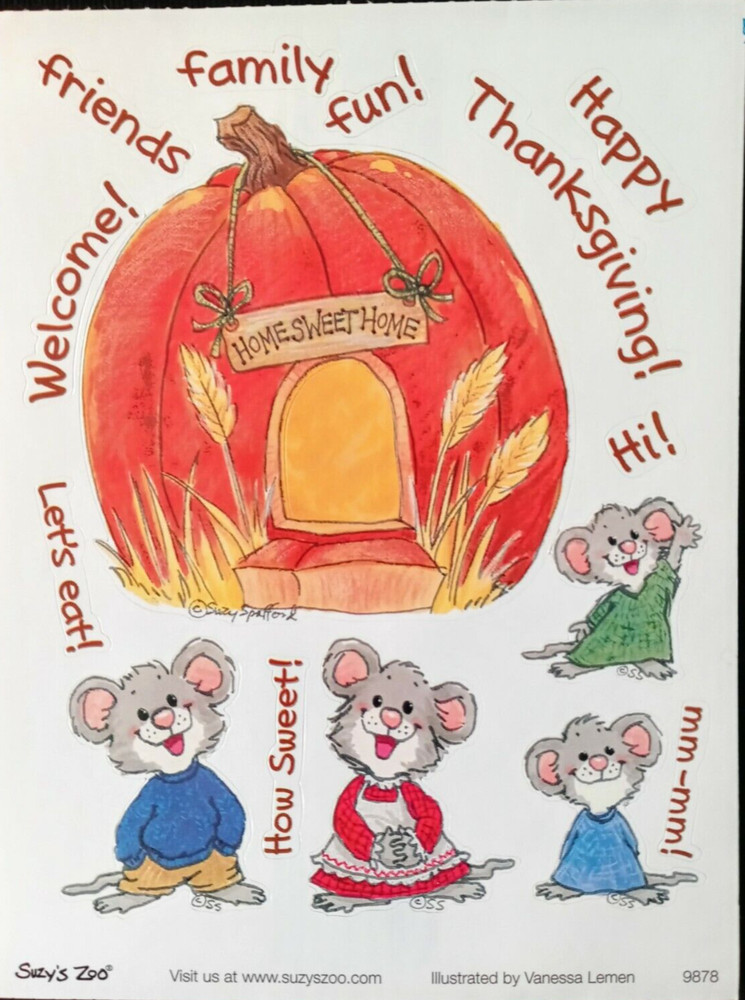 SUZY’S ZOO PUMPKIN/MICE FALL/THANKSGIVING STICKER SHEET #9878