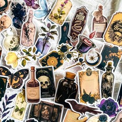 Vintage Medieval Apothecary Potion Labels Stickers – 100 Pcs Gothic Dark Dark…