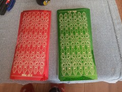 2X HOLOGRAPHIC STICKERS SCRAPBOOKING NEW (ST1106) RED/GREEN CHRISTMAS LINES