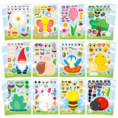Spring Make-a-Face Stickers for Kids 48 Sheets Mix ‘n Match Cute Spring Craft…