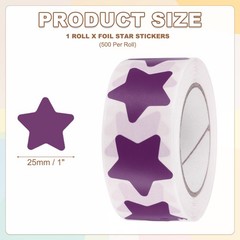 Star Stickers Roll 1 Inch, 500pcs Adhesive Star Labels for DIY Crafts, Purple