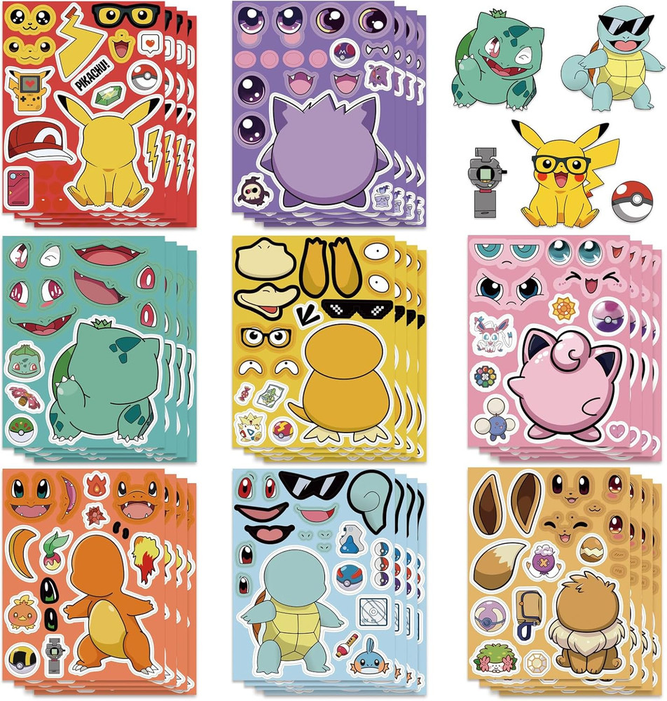 24 Cute Cartoon Monster Stickers – Kawaii Make a Face Party Favors Activities