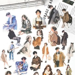 20Pcs Fashion Girls Boys PET Stickers Journal Album Card Scrapbooking Craft Art