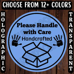 40 HANDLE WITH CARE STICKERS 2″ ROUND LABELS SHIPPING SUPPLIES SCRATCH RESISTANT