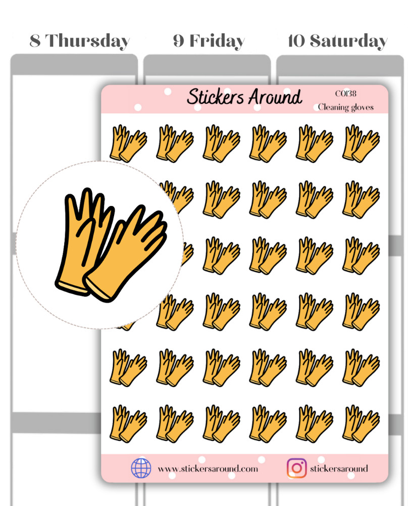 Cleaning Gloves Icon Planner Sticker, Chores Sticker, Calendar & Journal Sticker