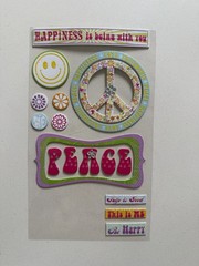 Little Yellow Bicycle Free Spirit Peace Fabric Glitter Stickers FS-202