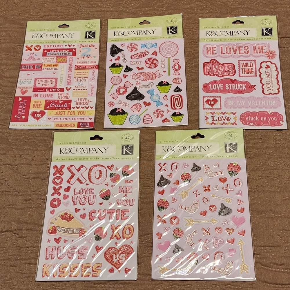 Scrapbook stickers lot of 5 Love Valentine’s Day paper crafts DIY
