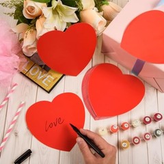 72 Pcs Large Heart Cutouts, 15 x 15 cm/5.9 x 5.9 inches, Heart Shape Card Red