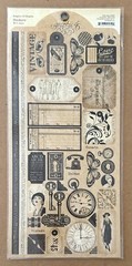 NEW Graphic 45 Staples Black and Tan Vintage Inspired Stickers (No. 1 Sheet)
