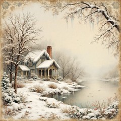 Winter Morning Decoupage Rice Paper For Ornament-Wood Art A4 1 Sheet