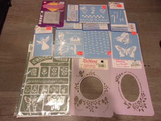 American Traditional Blue Laser Stencils 6 NEW Packages + Misc other Stencils