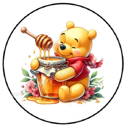 BEAR WITH HONEY ENVELOPE SEALS LABELS STICKERS PARTY FAVORS