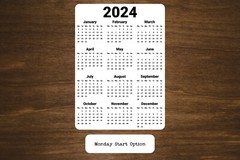 Year At A Glance Calendar Sticker Minimalist Bold Design