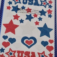 NEW Lot JULY 4 AMERICANA Scrapbook Stickers Flags Stars Glitter Rustic Wire -F