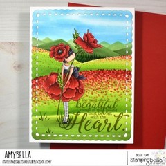 New Stamping Bella Cling Rubber Stamp Tiny Townie GARDEN GIRL POPPY free USA shp