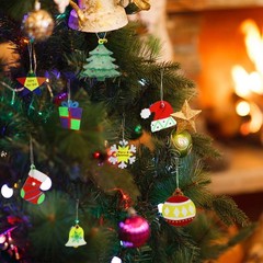 Pseutio 50 PCS Unfinished Wooden Christmas Ornaments DIY Christmas Wooden Sli…