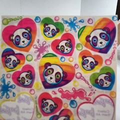Lot of 2 Partially Used Lisa Frank Rainbow Teddy Panda Bear Stickers Vtg 1989