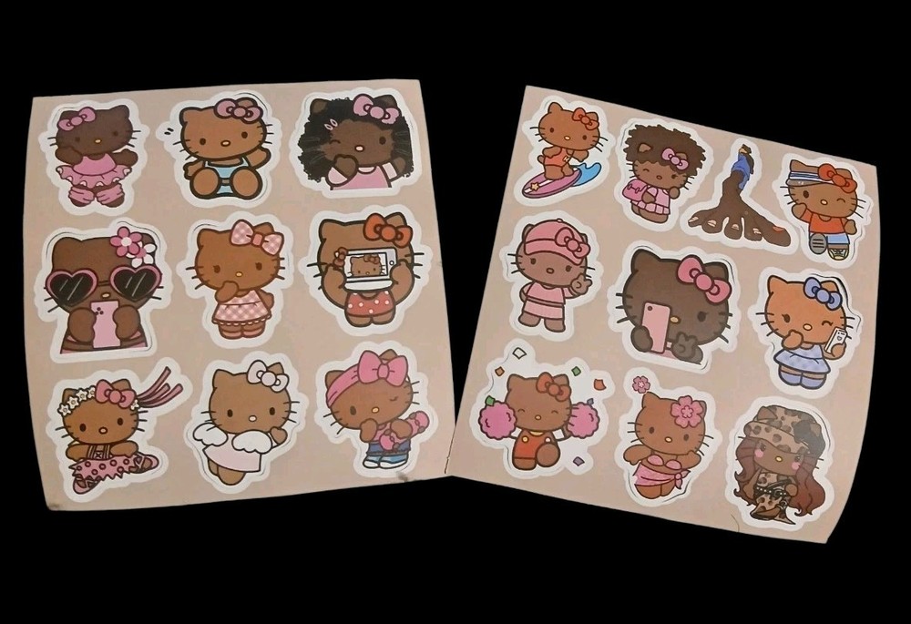 2 New Cute Sheets Of 2″ Sanrio Brown Hello Kitty Stickers (C)