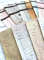 Dyed Vintage Style Ephemera 12 Pc Sales Tickets Bridge Score Sheets Tea Dyed Ink
