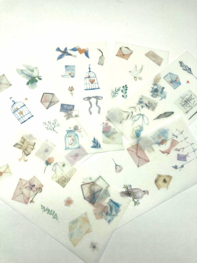 Love Letter Washi Paper Stickers 6 Sheets Scrapbook Junk Journal Collage Cards