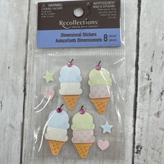 Scrapbooking Stickers by Recollections Dimensional Ice Cream Cones 8 piece