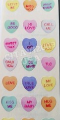 VINTAGE STICKERS CANDY HEARTS MESSAGE BE MINE LOVE YOU KISS ME I DO PAPER HOUSE