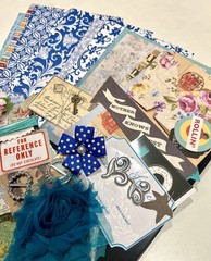 50 pcs Royal Blue Vintage Papercraft Ephemera, Junk Journal Scrapbook Supply