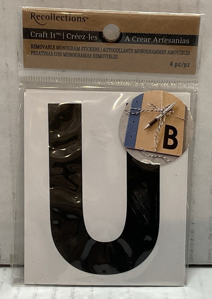 Recollections 3in Removable Monogram Stickers ~ Letter U