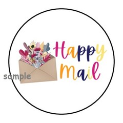 30 HAPPY MAIL ENVELOPE SEALS LABELS STICKERS 1.5″ ROUND FLORAL FLOWERS GIFTS