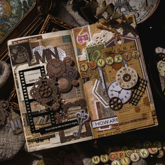 120Pcs Steampunk Junk Journal Supplies, Small Vintage Scrapbook Materials Paper