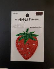 Strawberry Adhesive Gem Embellishment Sticker Red Green Glitter Rhinestone 2.5″