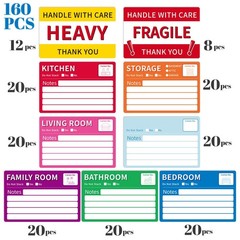 160 Pcs 6 x 4 inch Moving Labels for Boxes, Large 7 Color Coded Moving Sticke…