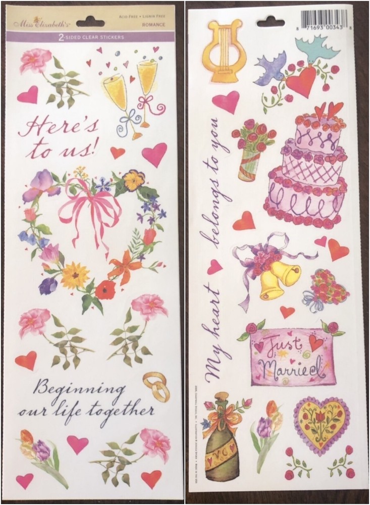 Miss Elizabeth’s 2 Sided Stickers 12×4 Romance. Wedding. Scrapbook Crafts Cards