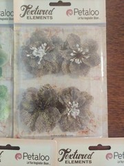 Lot 5 Petaloo Floral Embellishments Textured Flowers Burlap Blossom #30