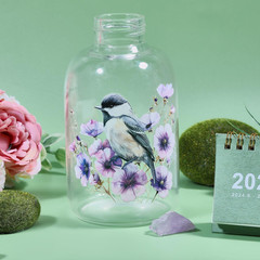 18 Sheets Flowers and Bird Transfer Stickers 3.9×3.6inch Hummingbird Branch Deca