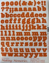 SOLID ORANGE 3/4” ALPHABET Stickers(2 sheets)Making Memories•Letters•Number•Word