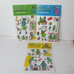 Lot of 3 Vintage 1983 Jerry The Gypsy Moth Caterpillar Sealed Puffy Stickers NOS