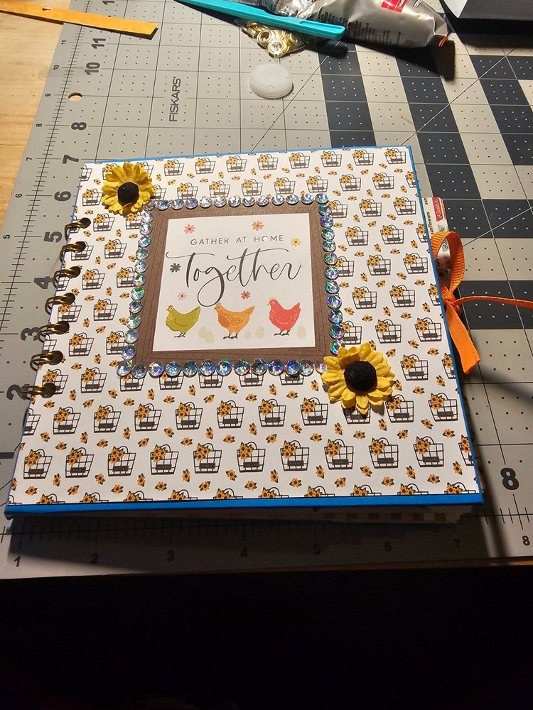 Hand Made Scrapbook chicken, farm and sunflower themed