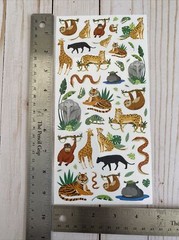Stickers Jungle Animals Sloth Hippo Elephant Snake Tiger Glossy Finish Paper New