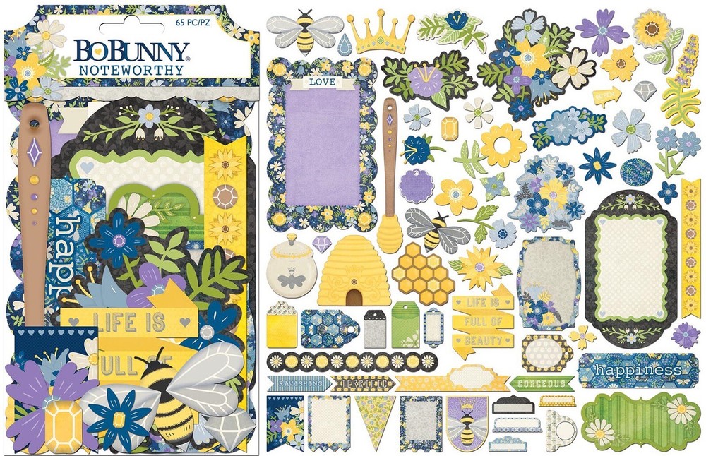 Bo Bunny Bee-utiful Noteworthy Sticker Pack, 65pc/6pk
