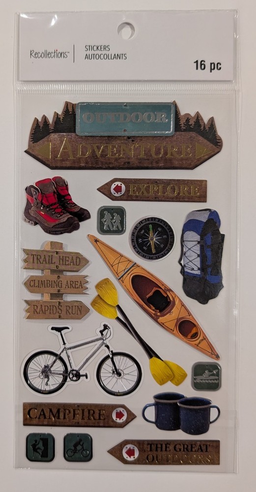 Outdoor Adventure Camping Hiking Backpacking Scrapbook Stickers Recollections