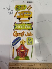 Miss Elizbeth’s 2-Sided Value School Day Stickers Crayons Bus Globe Scrapbooking