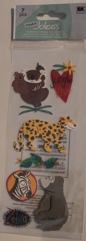 New Jolees Scrapbook stickers GORILLA KOALA Jungle Zebra Ape zoo Safari